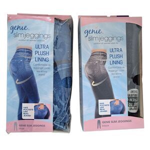 Genie 2Pk As Seen on TV Ultra Soft Plush Lining Blue Black Jeggings Women's 2X